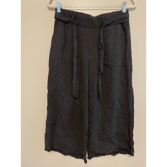 Cloth & Stone Size S Gray Cropped Wide Leg Pants Capris Elastic Waist Raw Hem - Picture 1 of 7